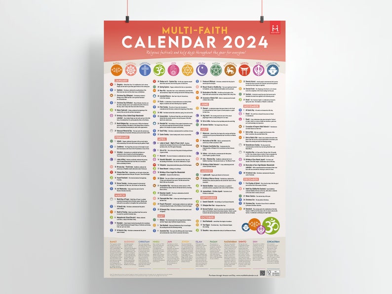 Multifaith Calendar 2024 Planner Celebrations Diversity Coexist Etsy