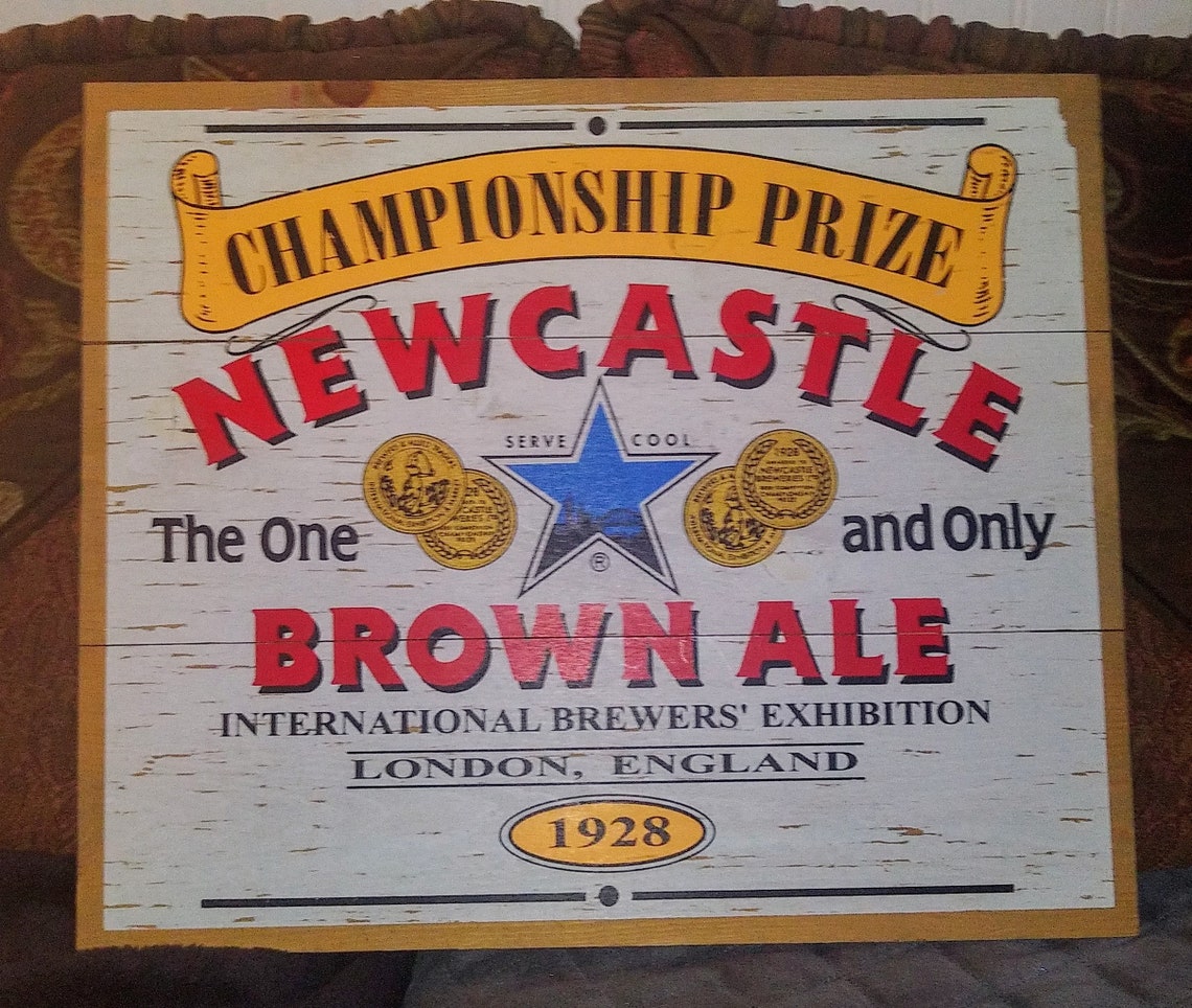 New Castle Brown Ale Wooden Sign Etsy