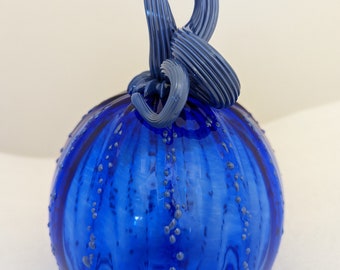 Hand Blown Glass PUMPKIN #323 cobalt blue MALA