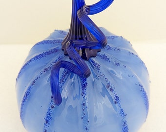 Hand Blown Glass PUMPKIN #303 cobalt blue MALA