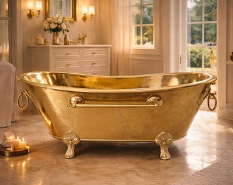 Handmade Solid Brass Slipper Bathtub | Luxury Clawfoot Bathroom Tub