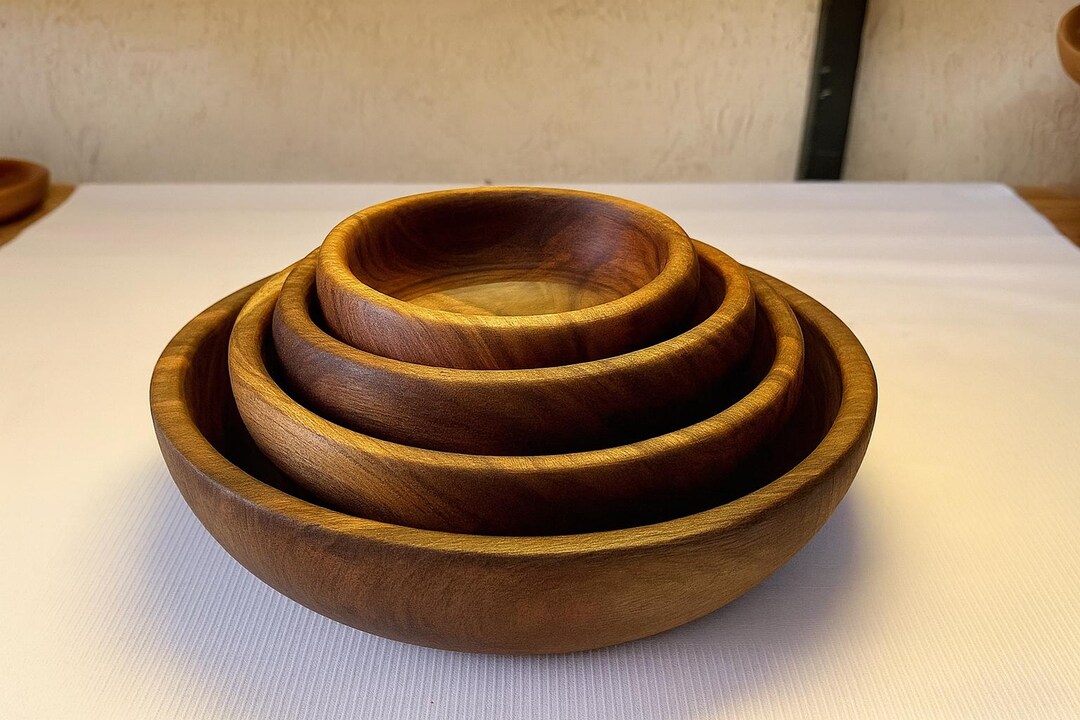 Rustic Bowl Set Handmade Walnut Wood Bowl Set: Rustic Kitchen Decor - Etsy