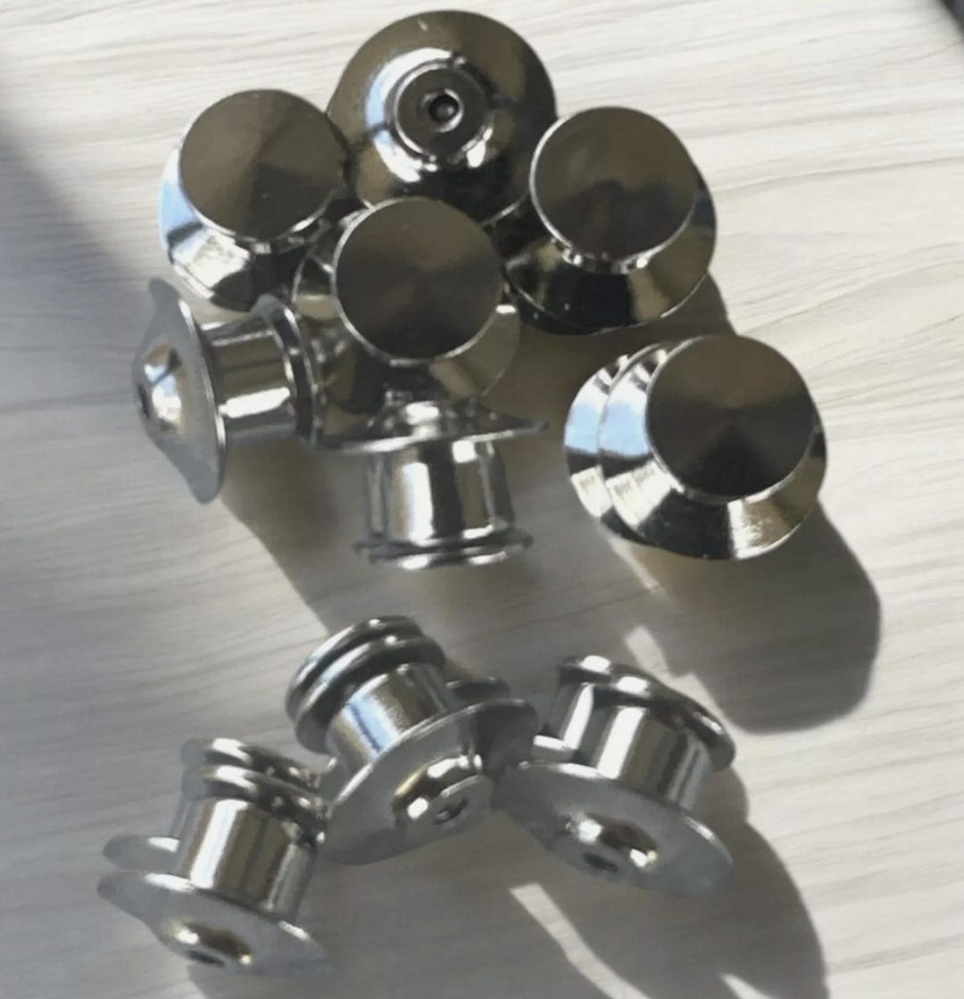Mushroom Backing Clasp Fastener | Locking Backs for Enamel Pins Silver ...