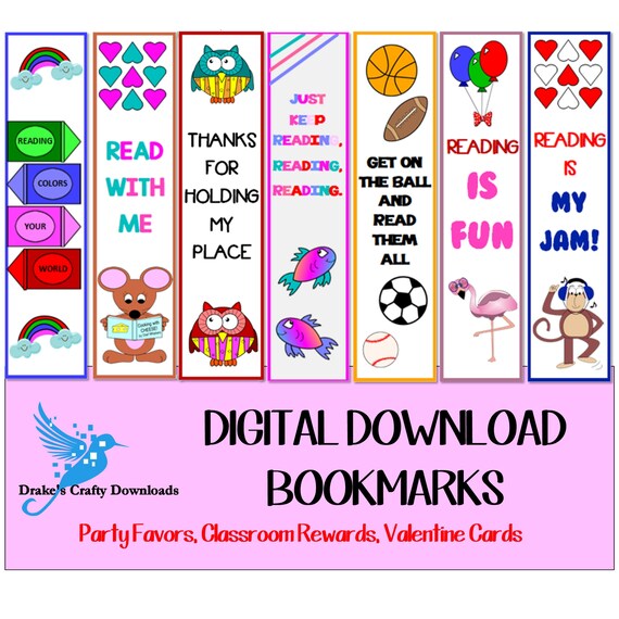 printable bookmarks bookmark set kids bookmark template for etsy