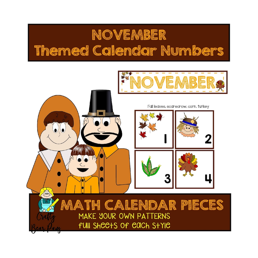 November Themed Calendar Printable Calendar Cards for Pre-k - Etsy