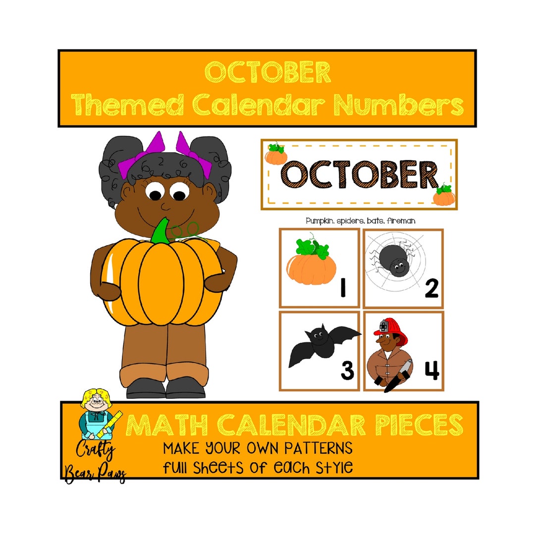 October Themed Calendar Printable Calendar Cards for Pre-k - Etsy