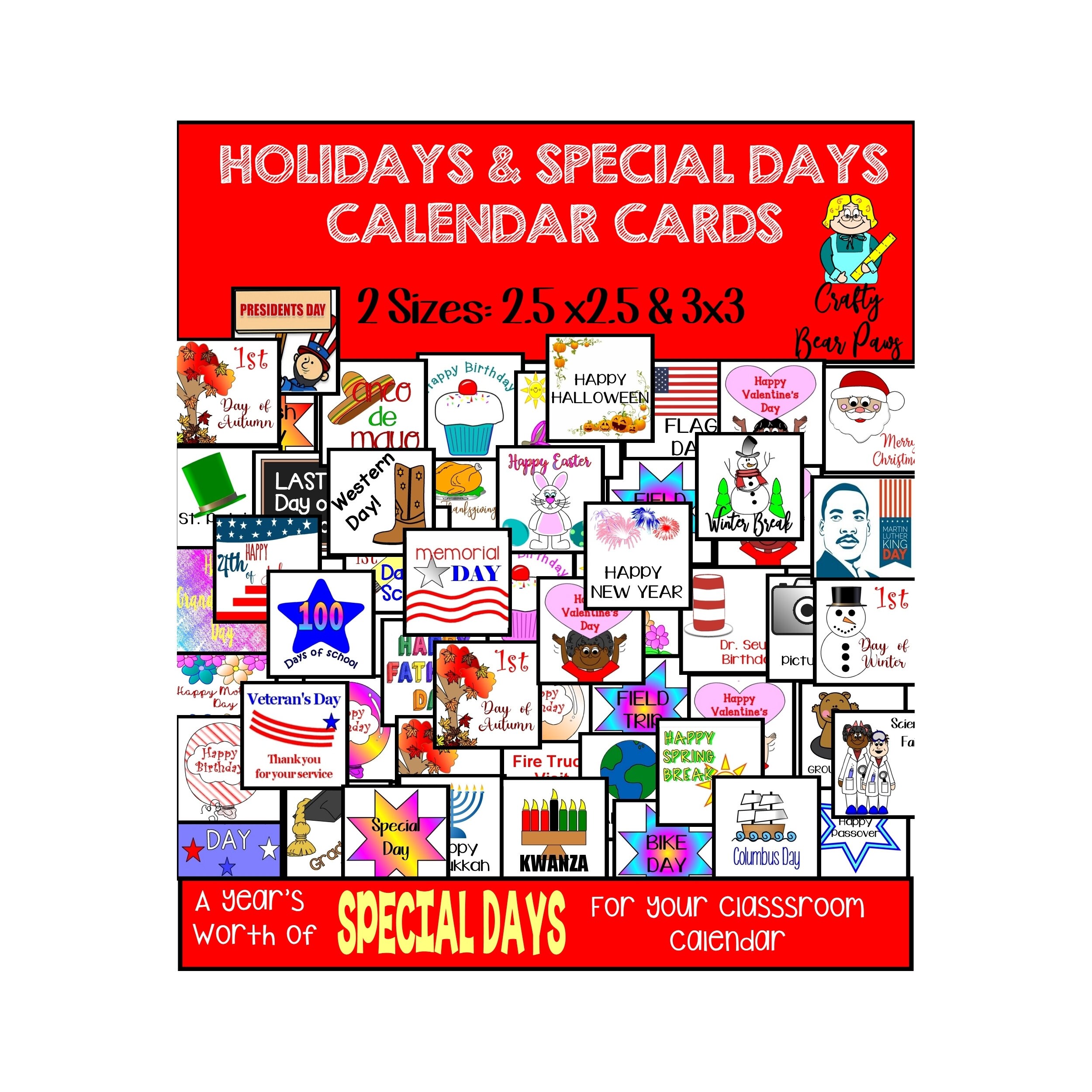 holidays and special days themed calendar printable calendar etsy