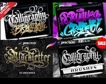 Calligraphy Brush #2 / GRAFFITI BRUSHES #2 / Blackletter Brush / Calligraphy Brush PROCREATE