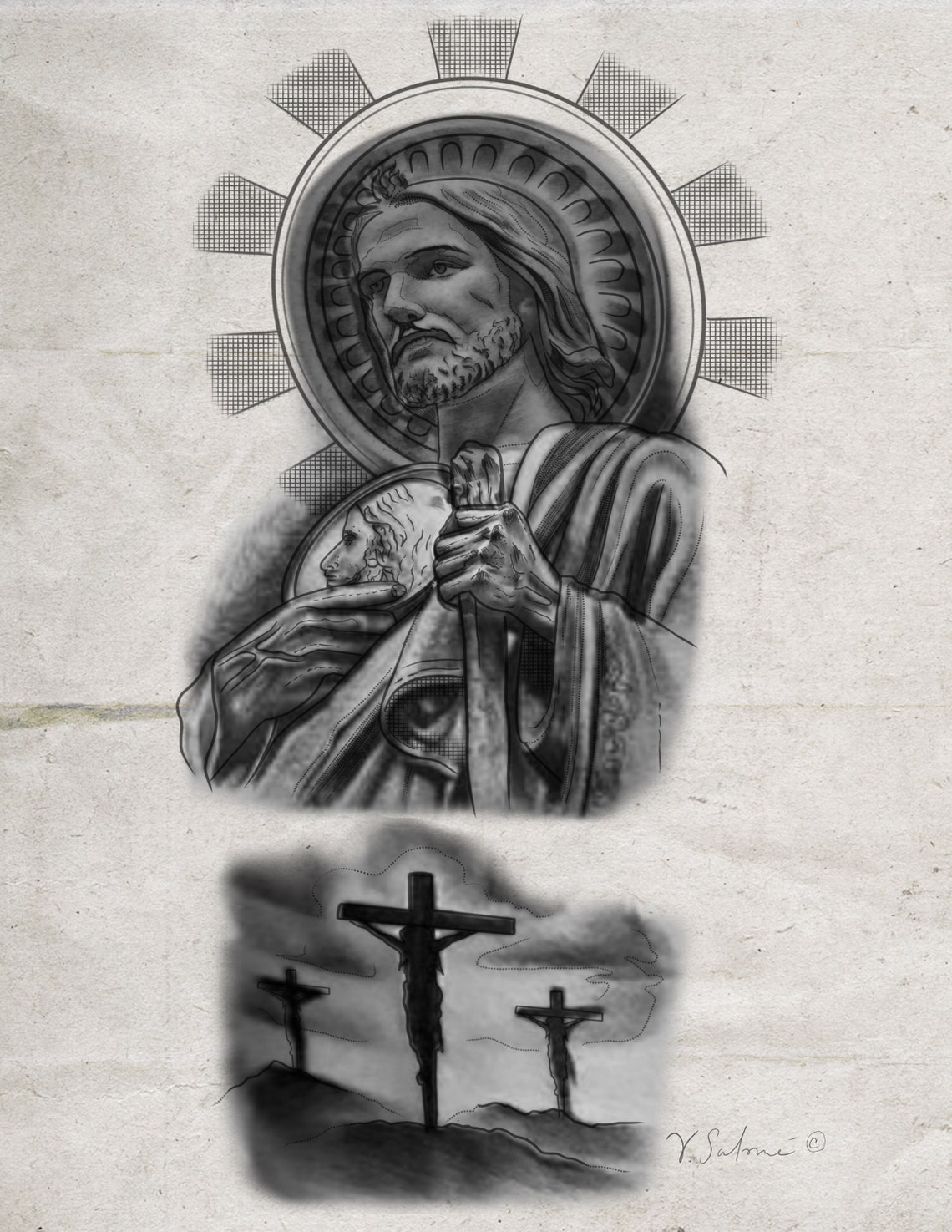 Digital Download / San Judas / Tattoo Design, Stencil / Procreate STAMP ...