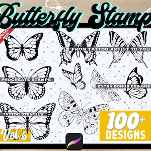 100+ Butterfly Stamps Procreate / Includes Bonus Designs Vol.5