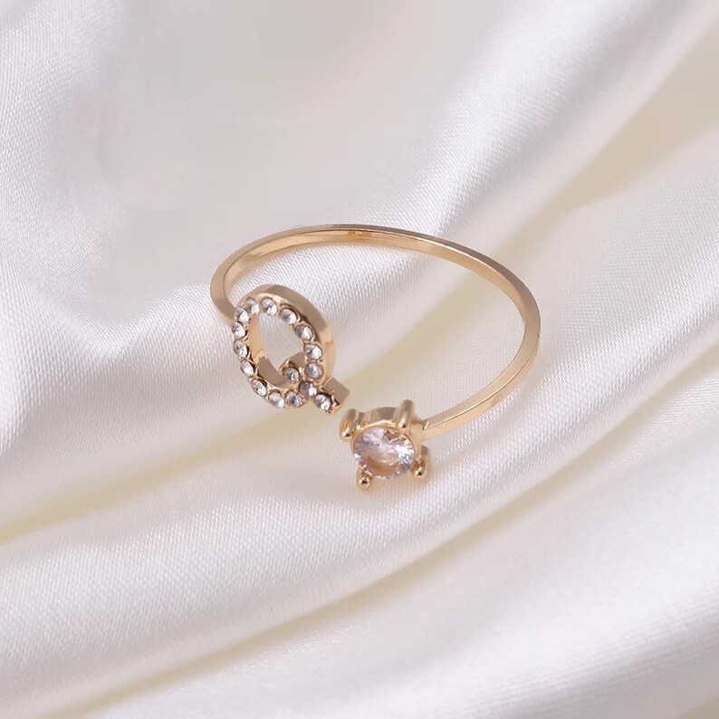 Cute Rings Gold Inital Rings A-Z Letter Ring Adjustable Opening Cute Gifts for Her Jewelry Engagement gift or Birthday Gift