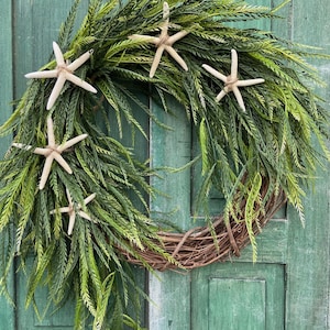 Starfish & Sea Grass Wreath: Coastal Beach House Decor