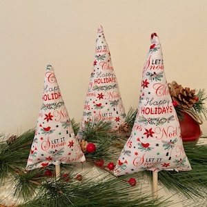 Handmade Fabric Christmas Tree Trio: Stuffed Winter Decor
