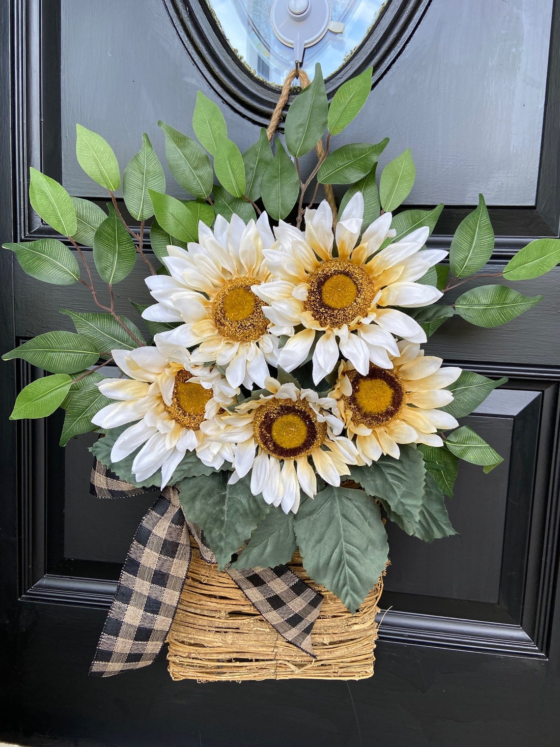 Sunflower Basket Fall Front Door Basket Fall Door Basket Etsy