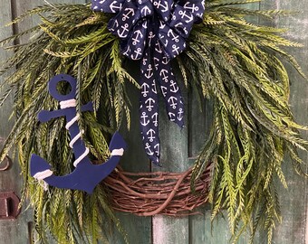 Saw Grass Nautical Wreath: Anchor Beach House Decor