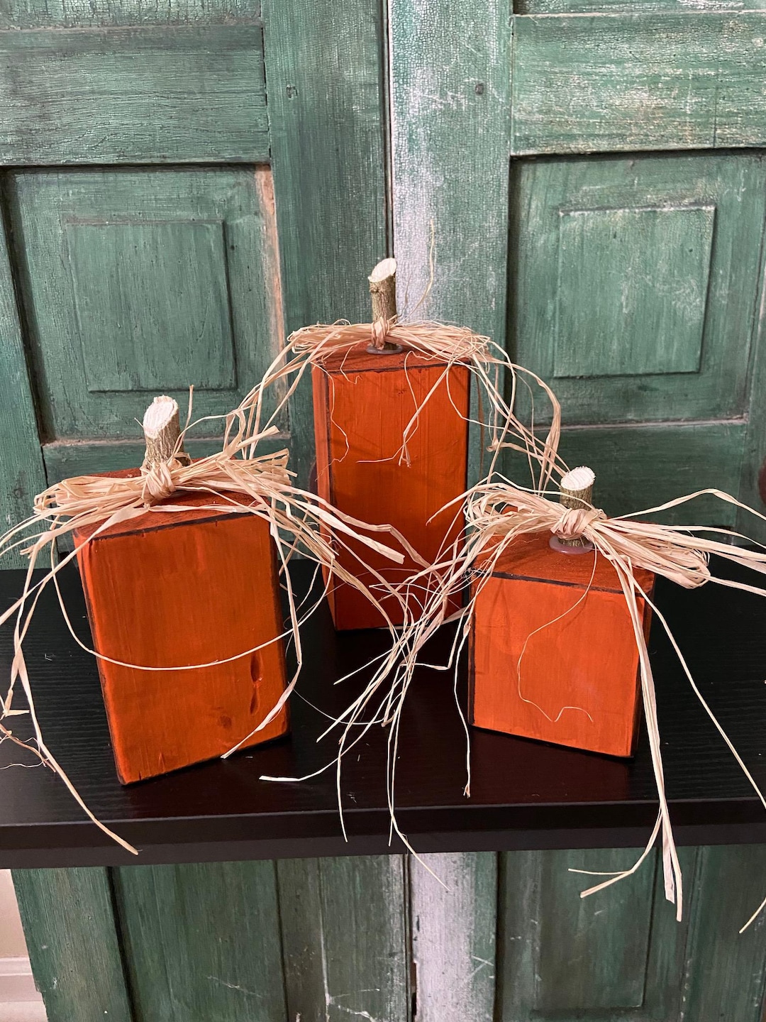 Wooden Pumpkin Trio: Fall Block Decor With Bow Options - Etsy