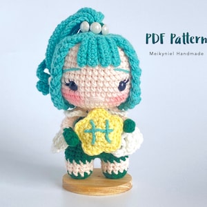 Crochet Doll Pattern : Chibi Star Sign &quot;Pisces” Amigurumi Crochet Doll