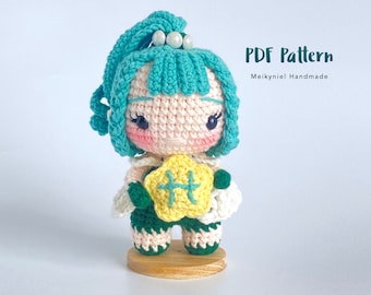 Crochet Doll Pattern : Chibi Star Sign "Pisces” Amigurumi Crochet Doll