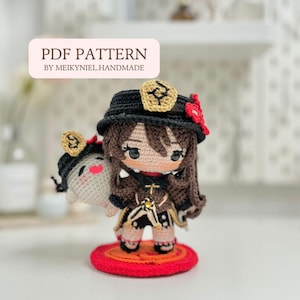 Crochet PDF Pattern: &quot;Hu Tao & Boo Tao&quot; Chibi Amigurumi