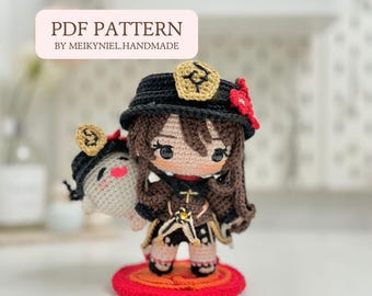 Crochet PDF Pattern: "Hu Tao & Boo Tao" Chibi Amigurumi