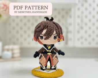 Crochet PDF Pattern: "Zhongli" Chibi Amigurumi