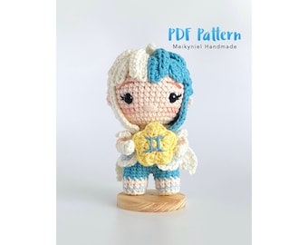 Crochet Doll Pattern : Chibi Star Sign "Gemini" Amigurumi Crochet Doll