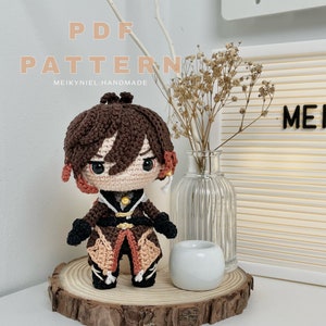 Crochet PDF Pattern: "Zhongli" Chibi Amigurumi