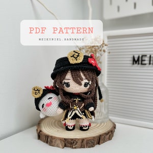 Crochet PDF Pattern: "Hu Tao & Boo Tao" Chibi Amigurumi