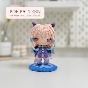 Patron PDF au crochet : « Kokomi » Chibi Amigurumi