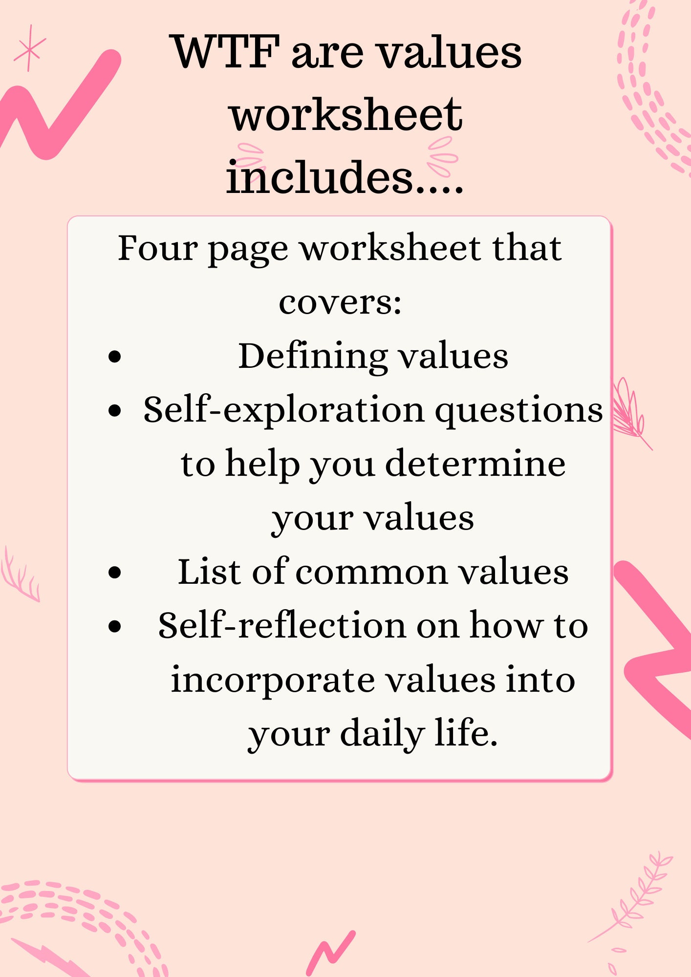 Values Exploration Worksheet Acceptance and Commitment Therapy Etsy Values Exploration Worksheet Acceptance and Commitment Therapy Etsy