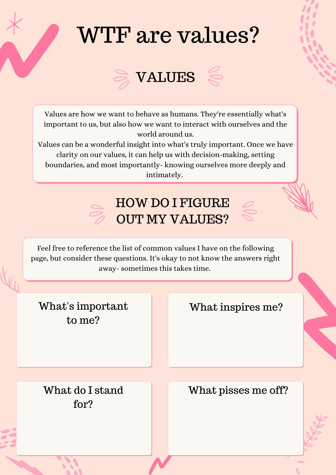 Values Exploration Worksheet Acceptance and Commitment Therapy Etsy Values Exploration Worksheet Acceptance and Commitment Therapy Etsy