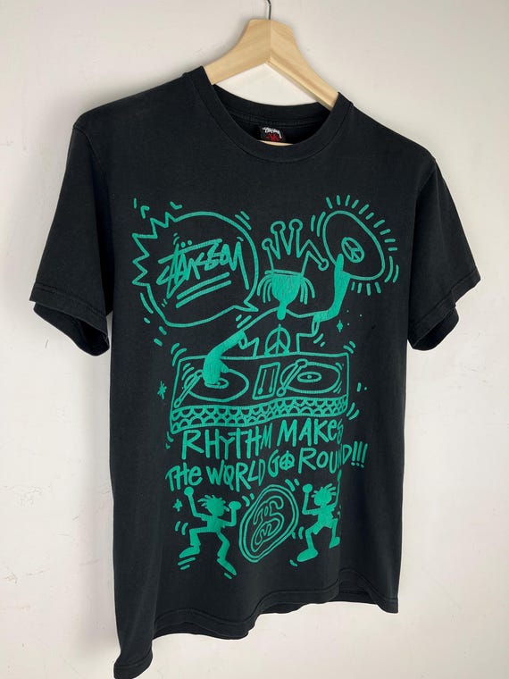 Stussy T Shirt M Dj Rhythm Makes the World Go Round - Etsy