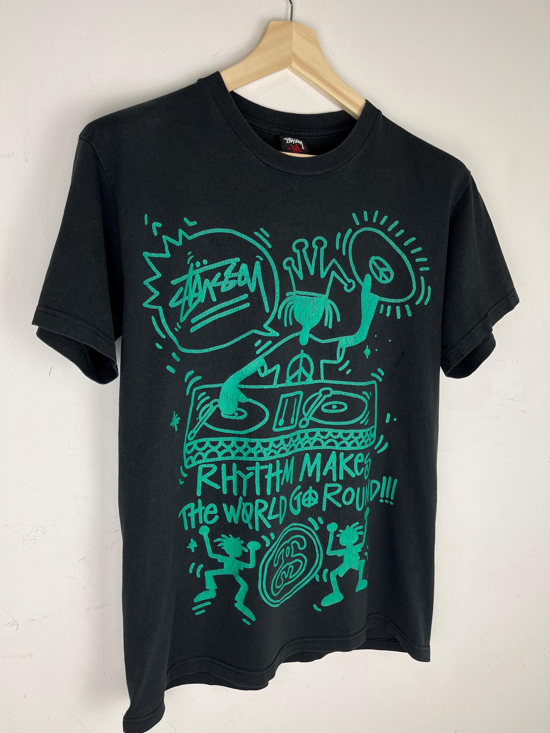 Stussy T Shirt M Dj Rhythm Makes the World Go Round - Etsy