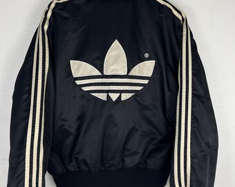 Anne80s vintage adidasトラックジャケット Vintage 80s Adidas Nylon Satin Embroidered Trefoil Big Logo
