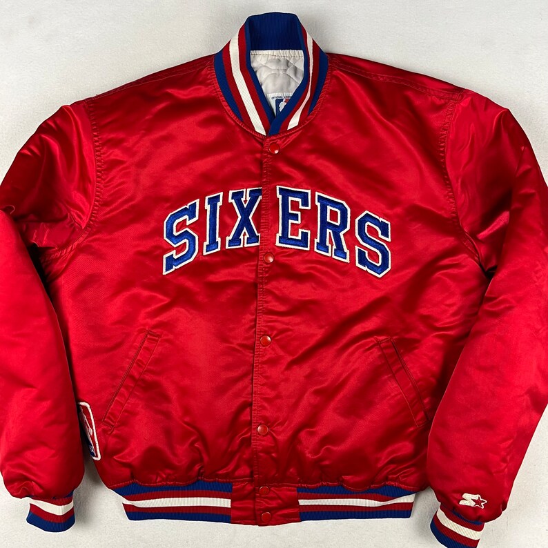 Sixers Vintage Starter Jacket Bomber Satin NBA Made in USA Etsy