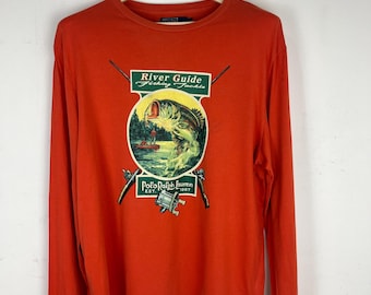 Polo Ralph Lauren t shirt long sleeve polo sportsman fishing river guide Large lo Life lo head