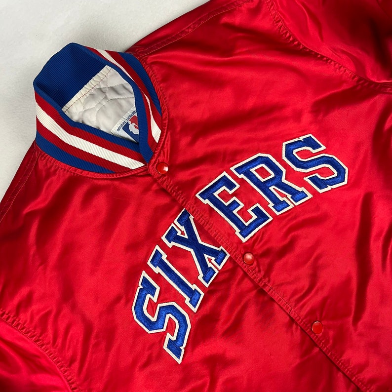 Sixers Vintage Starter Jacket Bomber Satin NBA Made in USA Etsy