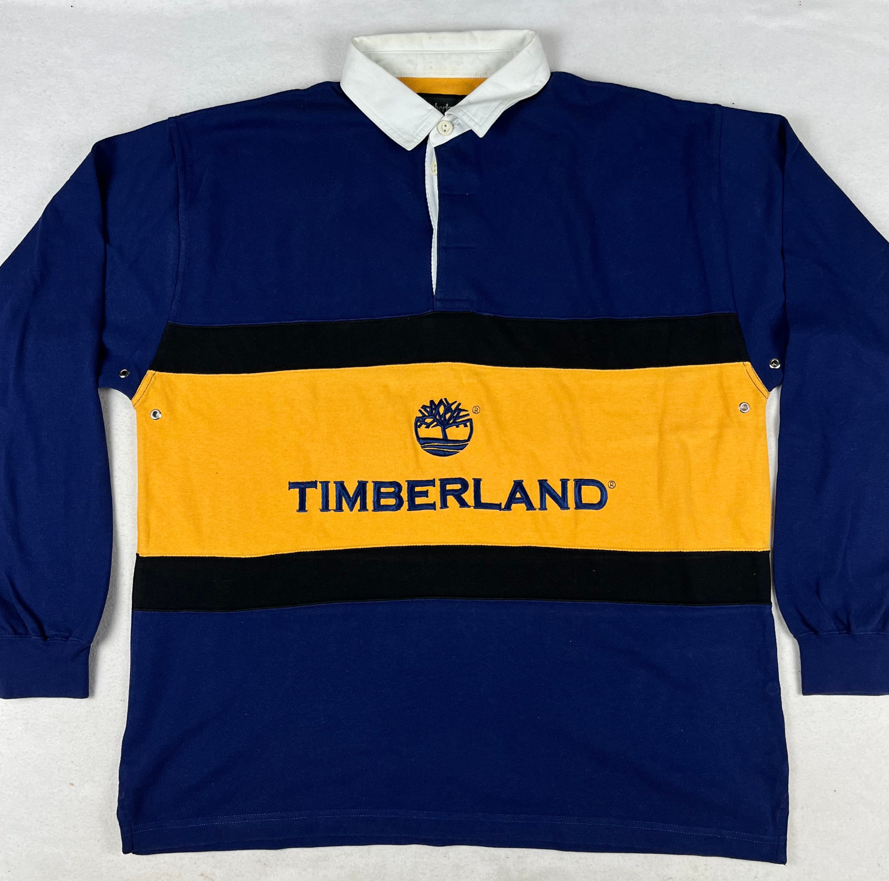 Timberland Polo Rugby Long Sleeve Polo Spellout 90s Etsy