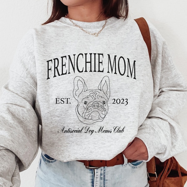 Frenchie Franse Bulldog moeder sweatshirt Crewneck Kerstmis Frenchie Mama T-shirt Tee Sweatshirt hondenliefhebber cadeau hondenliefhebber shirt Bulldog shirt