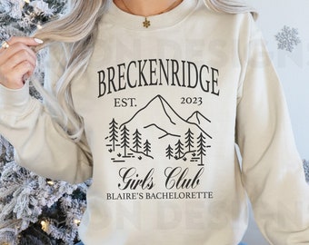Custom Breckenridge Bachelorette Sweatshirt Country Club Bachelorette Bridal Party Shirts Bachelorette Party Favors Trendy Bachelorette