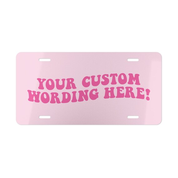 Vanity Plate for Car Vanity Plate Front of Car Pink Vanity Etsy