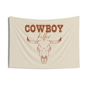 Cowboy Killer Wall Tapestry, Western Aesthetic Decor, Bedroom Decor, Boho Cowgirl Decor, Dorm Decor, Cowgirl Wall Hanging, Howdy Tapestry 36" × 26"