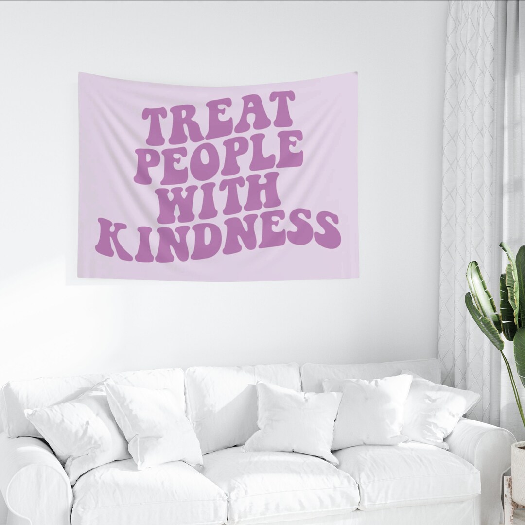 Treat People With Kindness Wall Tapestry Purple Bedroom Decor