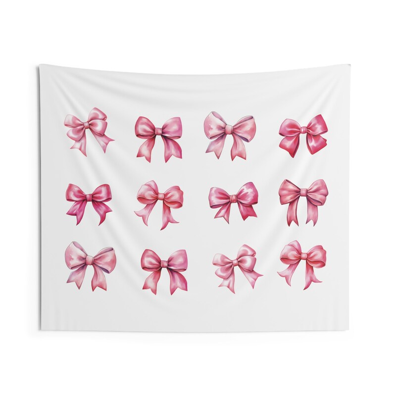 Coquette Wall Tapestry Room Decor Pink Bow Bedroom Decor Living Room ...