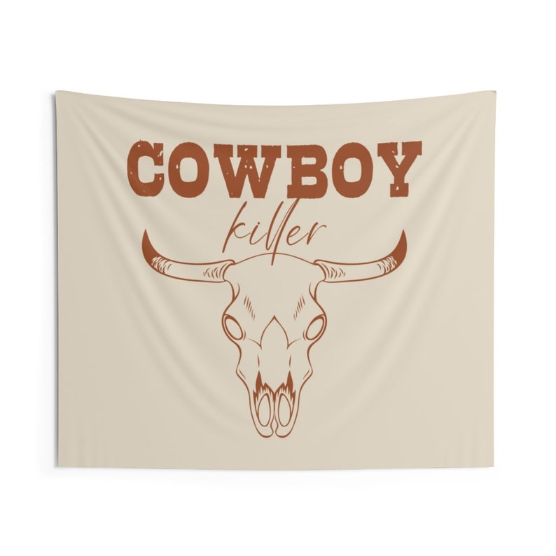 Cowboy Killer Wall Tapestry, Western Aesthetic Decor, Bedroom Decor, Boho Cowgirl Decor, Dorm Decor, Cowgirl Wall Hanging, Howdy Tapestry 60" × 50"