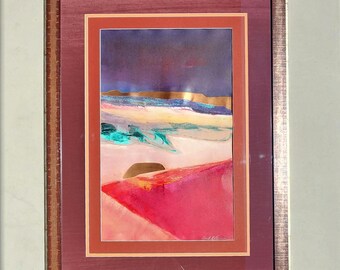 Signed Arizona Desert Landscape Monoprint by Jack Eggman, Framed Southwest Art (23x38)