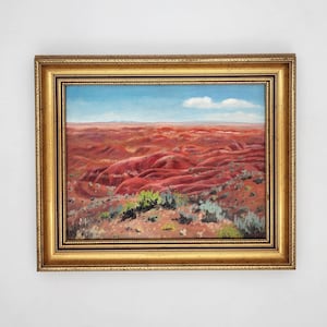 Painting Southwest Desert Landscape Signed Bob Bickers Signed Southwest Desert Landscape Painting of Painted Desert Arizona Desert Landscape