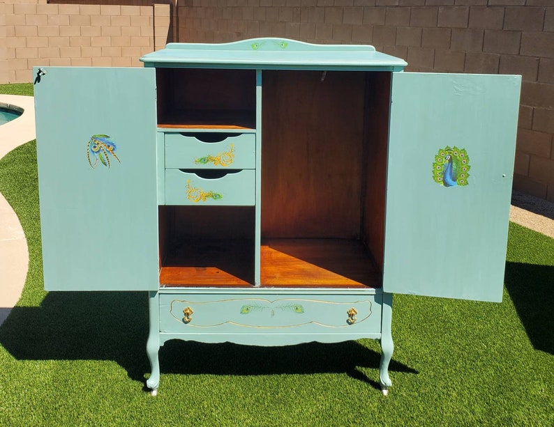 Refinished Vintage Antique Armoire Wardrobe Etsy