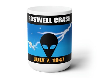 Tazza in ceramica Roswell UFO Crash da 15 once