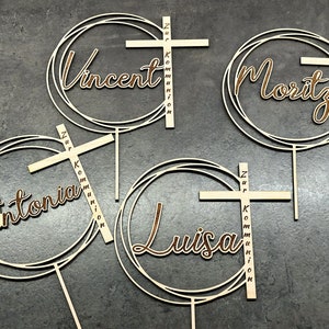 Cake topper communion / cake topper / name / personalized / wood / confirmation / cake decoration / cake plug cake topper